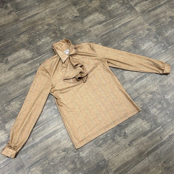 Vintage Devon Women Pullover Blouse Shirt Size Medium 70s 80s Ruffle USA Made - Picture 4 of 7